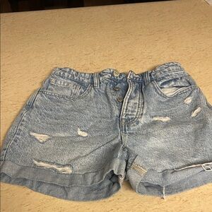 Stradivarius Light Blue Distressed Jean Shorts